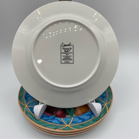 Casual Victoria & Beale Forbidden Fruit 7.5” Plates Fine Translucent Porcelain - Picture 2 of 10